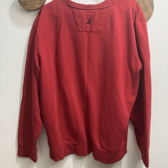 Nautica Embroidered Spell Out Red Mens Crewneck Pullover Sweatshirt XL - Picture 6 of 7
